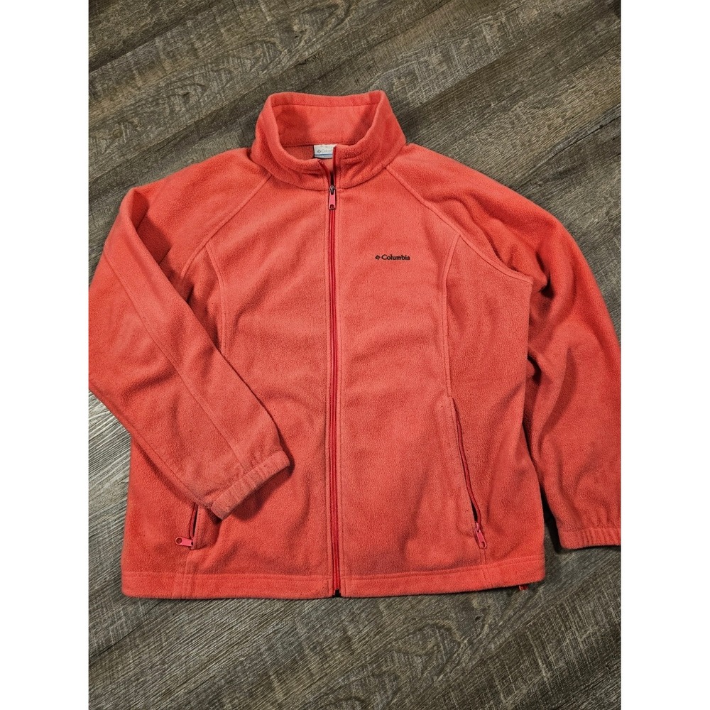 Columbia Fleece Jacket Womens 2X Pink Full Zip Outdoor Layer